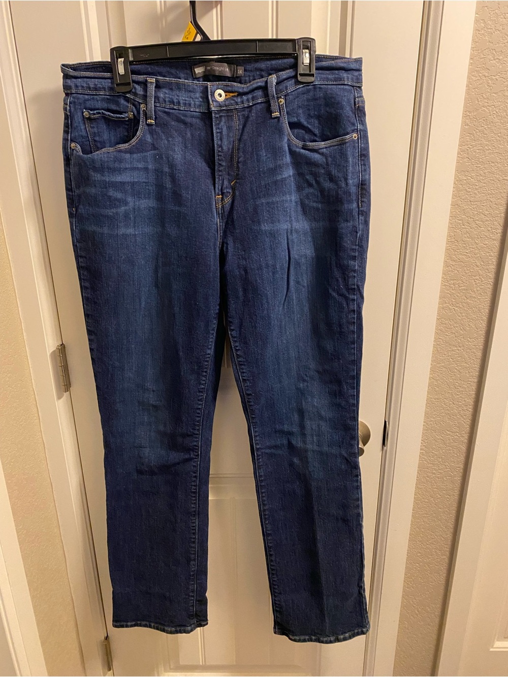 Levis 505 Jeans 14 L Straight Leg Stretch Dark Blue Denim 14L Long
